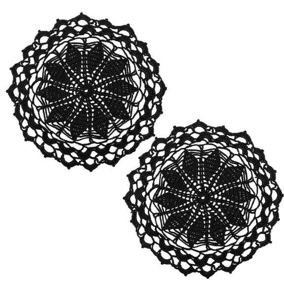 BomHCS 12 Inch Lace Crochet Doilies Table Placemat Washable Kitchen Round Leaves Decor Doily,Set of 2