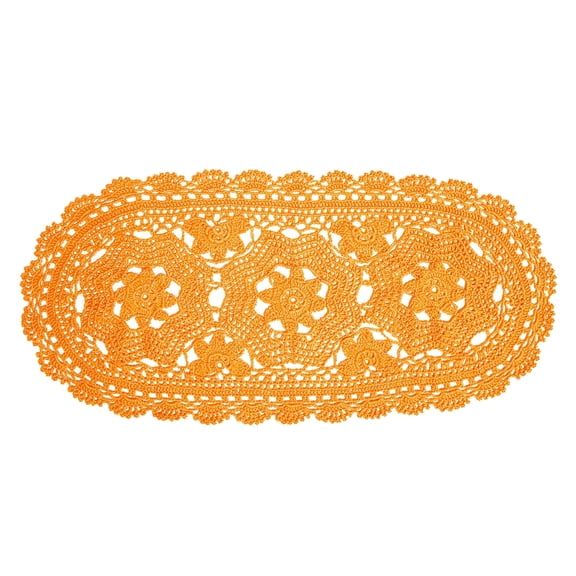 BomHCS 23 Inch Oval Handmade Crochet Hollow Flowers Lace Doilies Tablecloth Placemat Wedding Room Table Desk Vase Mats Home Kitchen Placemats
