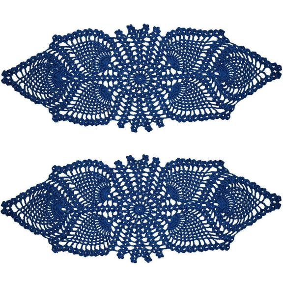 BomHCS 7 in x 21 in Lace Placemats Handmade Crochet Table Doilies Knitted Pineapple Eyes Flower Doily Kitchen Place Mats, Set of 2