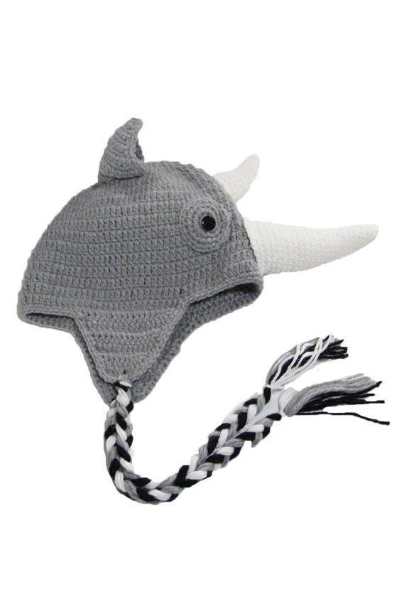 Knitted Beanie Rhinoceros Horn Caps Earmuff Handmade Twist Braid Hats