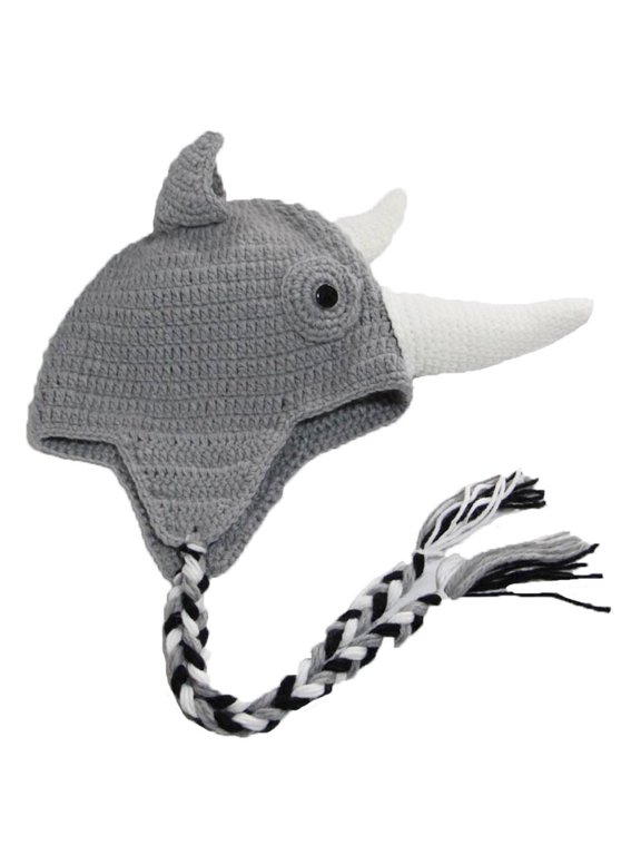 Knitted Beanie Rhinoceros Horn Caps Earmuff Handmade Twist Braid Hats