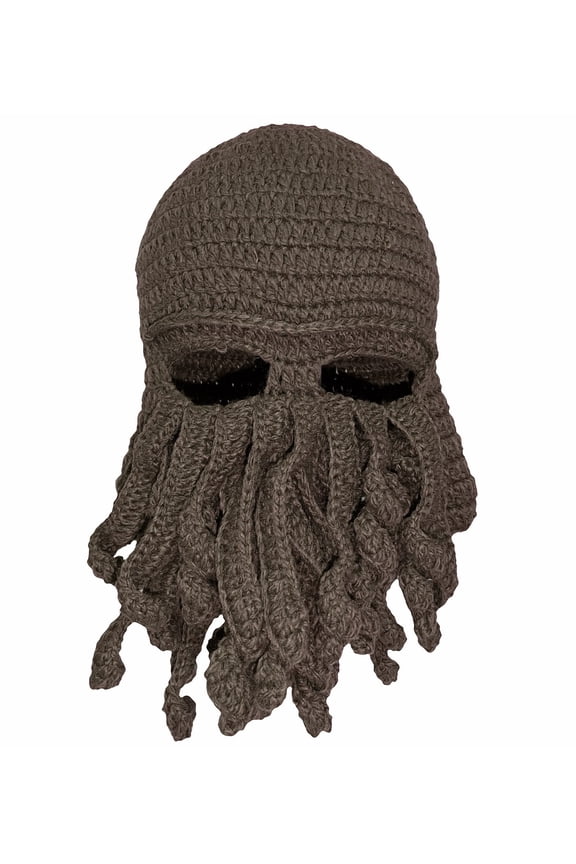 Octopus Knit Balaclava Mask, Turquoise Crochet Ski Mask for Adults Knitted Hats