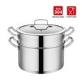 thumbnail image 1 of Boma HY-BM-168-NC 6 qt. 3 Piece Stainless Steel 2-Tier Pasta & Steamer Set with Tempered Glass Lid & Double Handles, 1 of 1