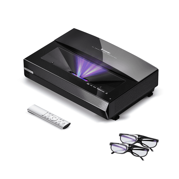 Ultimea Bomaker Ultra Short Throw Projector 4K, Smart Triple Laser TV with HDR 10, 2500 ANSI Lumens, MEMC, DTS Sound, WiFi Bluetooth Home Theater Laser Projector, 15000:1 Dynamic Contrast Ratio