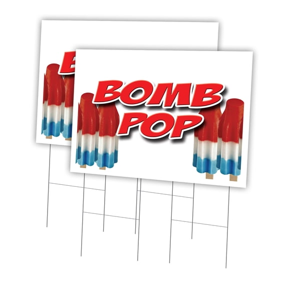 Bomb Pop 2 Pack Of 24" x 36" Yard Sign & Stake | Advertise Your Business | Stake Included Image On Both Sides | Made in The USA