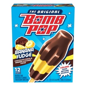 Bomb Pop Banana Fudge Freeze Ice Pop, Frozen Freezer Dessert, 12 Pack