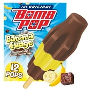 Bomb Pop Banana Fudge Freeze Ice Pop, Frozen Freezer Dessert, 12 Pack