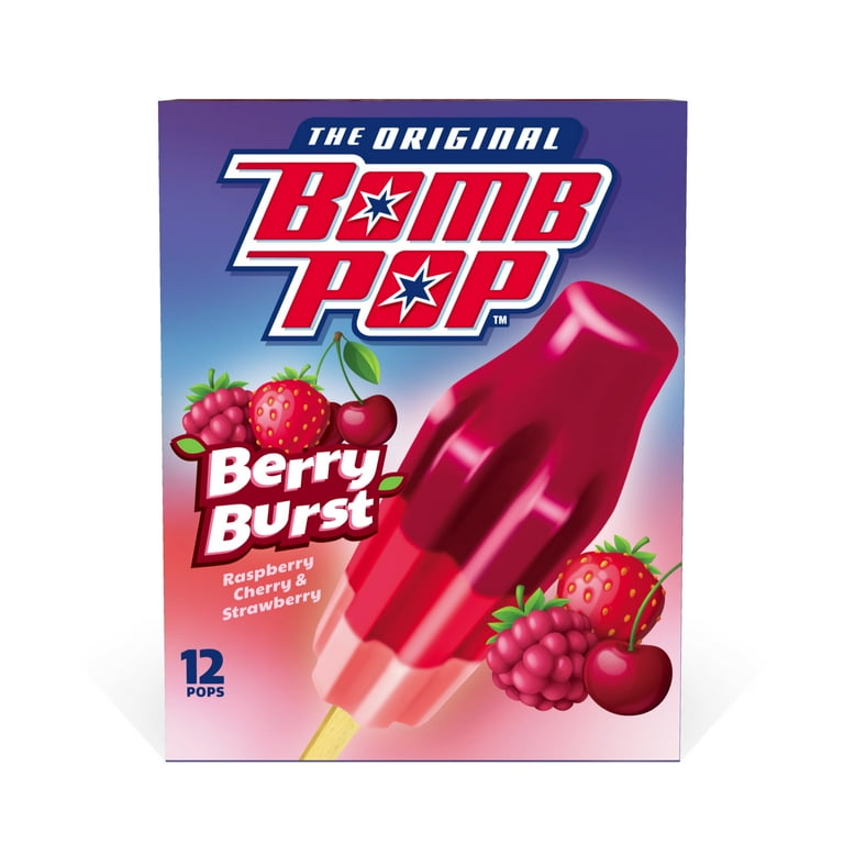 Bomb Pop Berry Burst Freeze Ice Pop, Frozen Freezer Dessert, 12