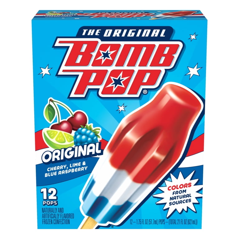 Bomb Pop Original Freeze Ice Pops, Frozen Dessert, Cherry, Lime