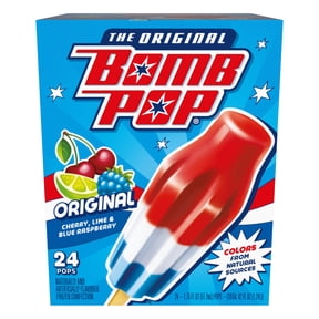 Bomb Pop Original Freeze Ice Pops, Frozen Freezer Dessert, 24 Pack