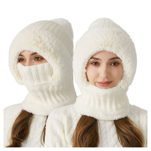 Bomb Shelter Hat for Winter Sports and Outdoor Warmth – Windproof Knit Cap with Ear for Cold Weather Comfort,White One Size