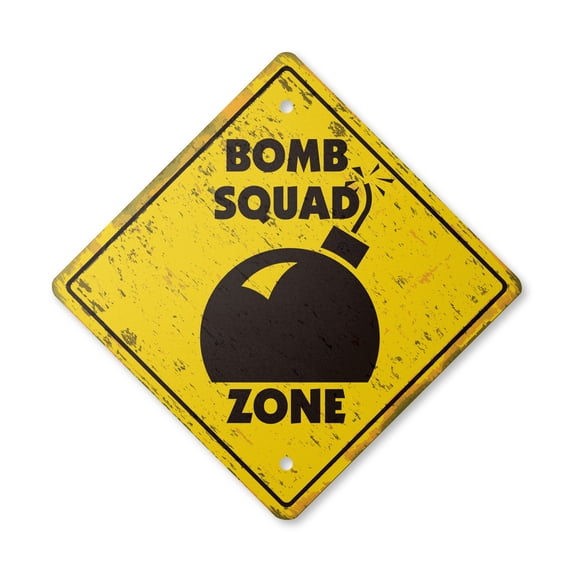 Bomb Vintage Crossing Sign Zone Xing | Indoor/Outdoor Plastic | 17" Tall rustic new police team patch SWAT policeman cop terrorism