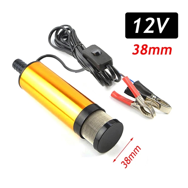 Bomba de aceite eléctrica para coche, dispositivo de bombeo de aceite diésel, agua y combustible, 12l/min, carcasa de aleación de aluminio sumergible, 38/51MM