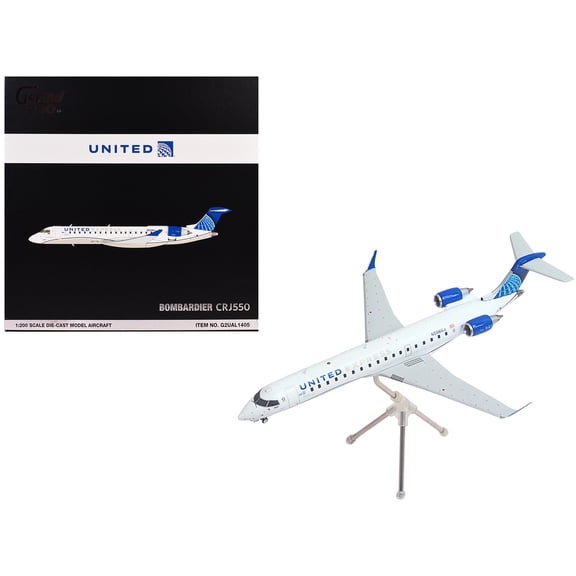 Bombardier CRJ550 Commercial Aircraft "United Express" (N506GJ) White with Blue Tail 1/200 Diecast Model Airplane by GeminiJets