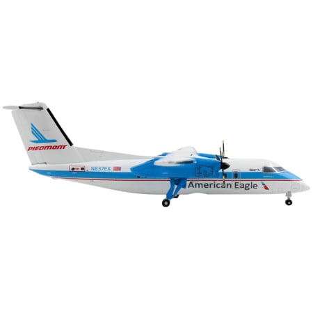 Bombardier Dash 8-100 Commercial Aircraft "American Airlines - American Eagle - Piedmont Airlines" White with Blue Stripes 1/400 Diecast Model Airplane by GeminiJets