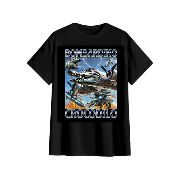 Bombardiro crocodilo Graphic Summer T-Shirts Italian Brainrot Animals meme Themed Short Sleeve Tshirts Crewneck Print Tops Loose Fit
