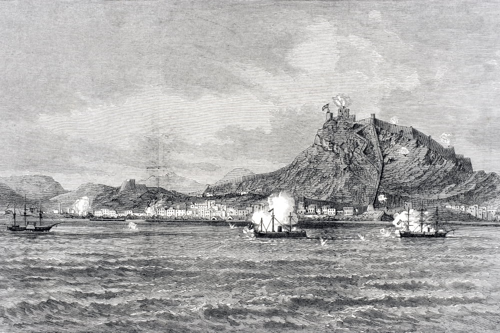 Bombardment Of Alicante Alicante Province Spain During 3Rd Carlist War From Illustrated London News October 11 1873 Canvas Art - Ken Welsh Design Pics (17 x 11)