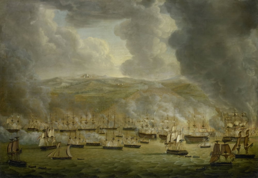 Bombardment Of Algiers By The United Anglo-Dutch Naval Squadron Canvas Art - (36 x 24)