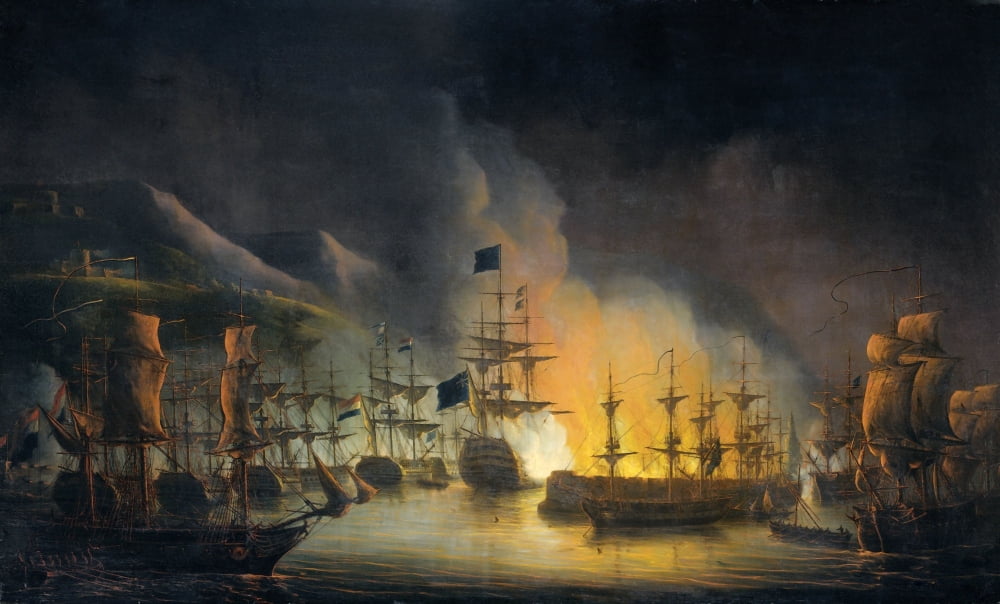 Bombardment Of Algiers By The United Anglo-Dutch Naval Squadron Canvas Art - (36 x 24)