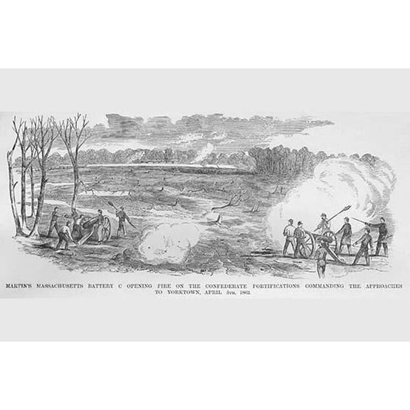 Bombardment of Yorktown by Martin's Massachusetts-Fine Art Canvas Print (20" x 30")