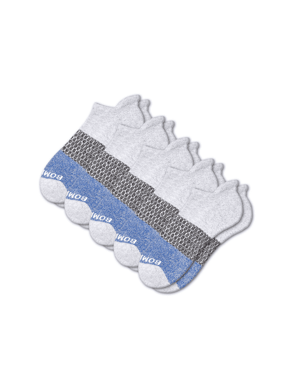 Cushioned Ankle Socks with Arch Support, 5-Pack, Heather Royal, Size Large
