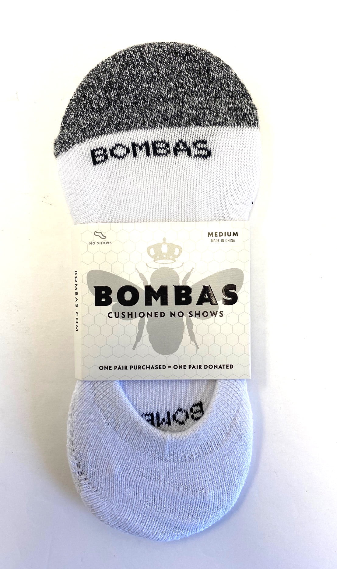BOMBAS Cushioned Womens No Show Socks (white) (medium)
