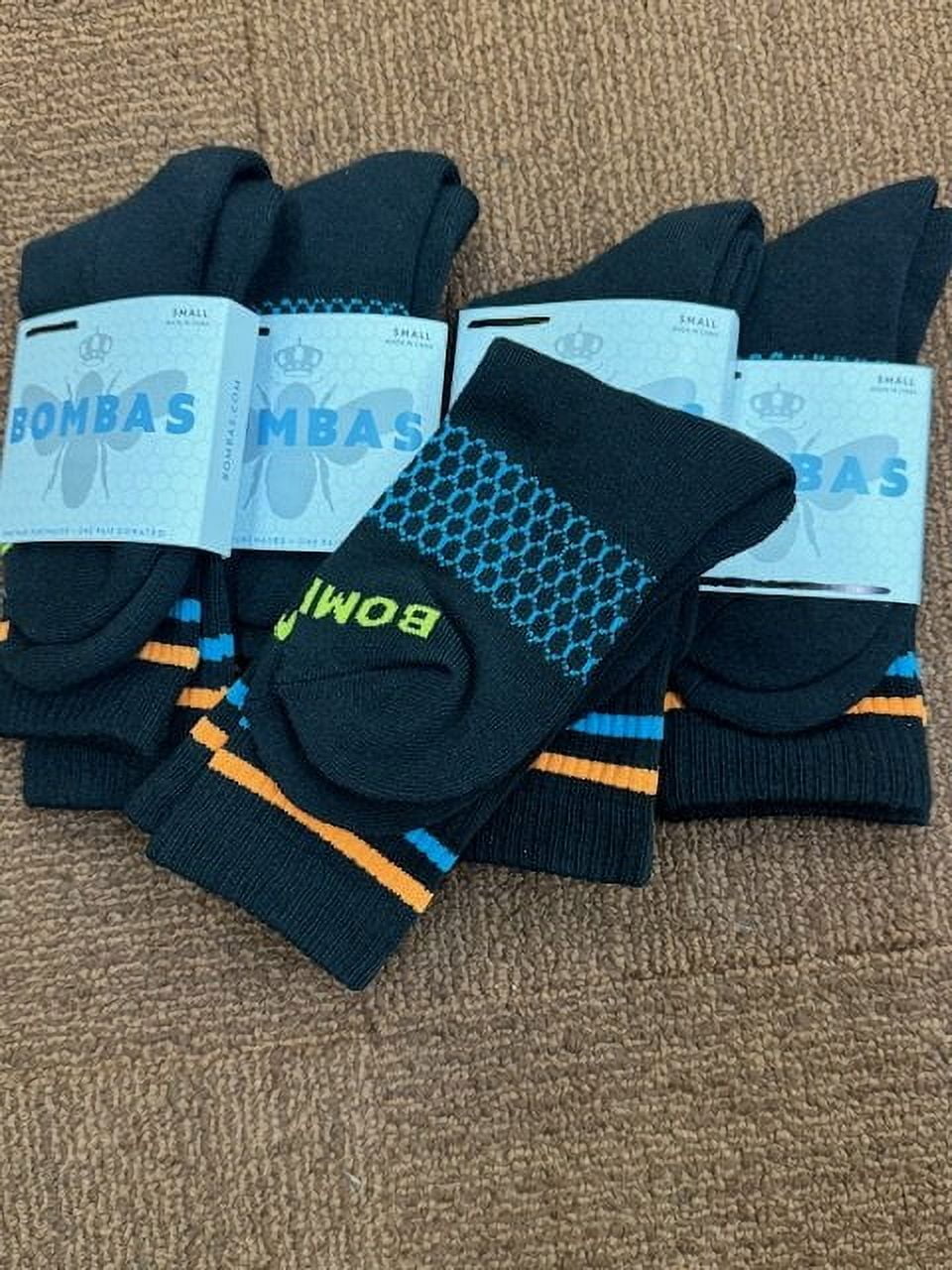 BOMBAS Unisex Colorful Print Socks, Black, (5-Pack)