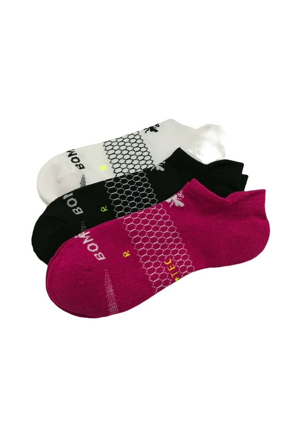 Women's All Purpose Performance Ankle Socks (White/Black/Pink) 3PK-Medium