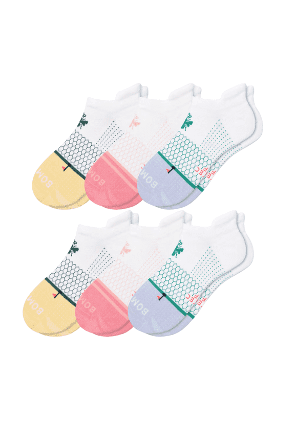 Womens Ankle Socks, White Mixed Color Ankle Socks, 6 Pairs, Medium, Womens Size 7.5-11