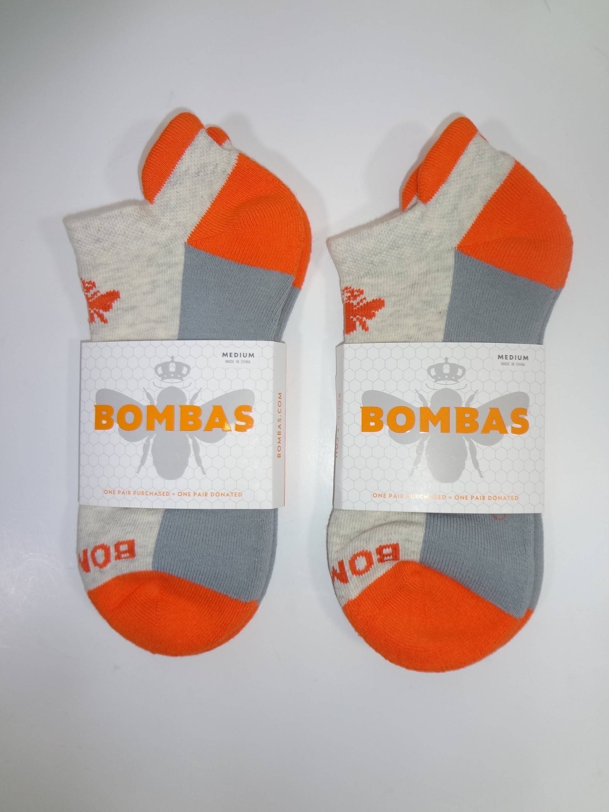 Bombas Women's Originals Ankle Socks (Grey/Orange) Med (2pk)