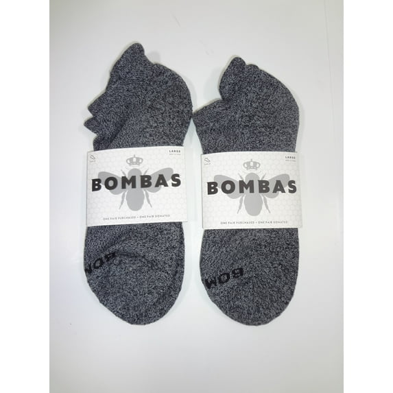 Bombas Women's Originals Ankle Socks - Large (Black/Gray) - 2pk