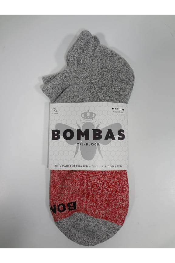 Women's Tri-Block Ankle Socks - Med (Gray/Red)