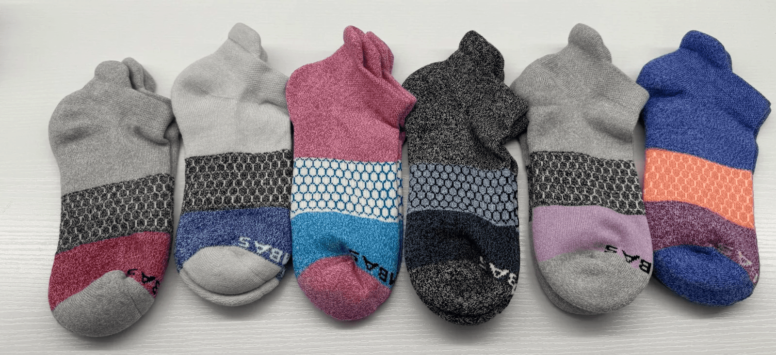 Bombas6 Pair Unisex Adults Tri-Block Marl Ankle Sock 6 Color Select Size M - US