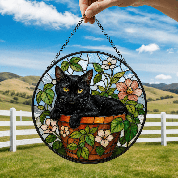 Bombay Cat Stained Glass Suncatcher Window Hanging Gift for Cat Lovers