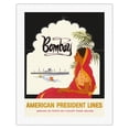 thumbnail image 1 of Bombay Mumbai India - Indian Woman in Red Sari - American President Lines - Vintage Ocean Liner Travel Poster c.1959 - Fine Art Rolled Canvas Print 20in x 26in, 1 of 4