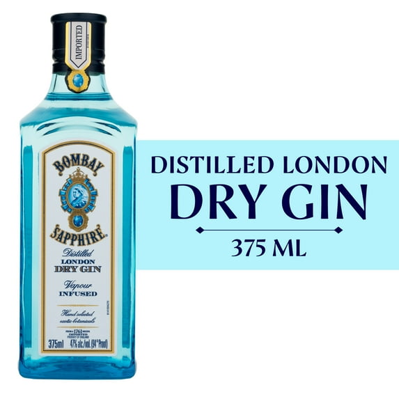 Bombay Sapphire Gin, 375 mL Blue Bottle, ABV 47%