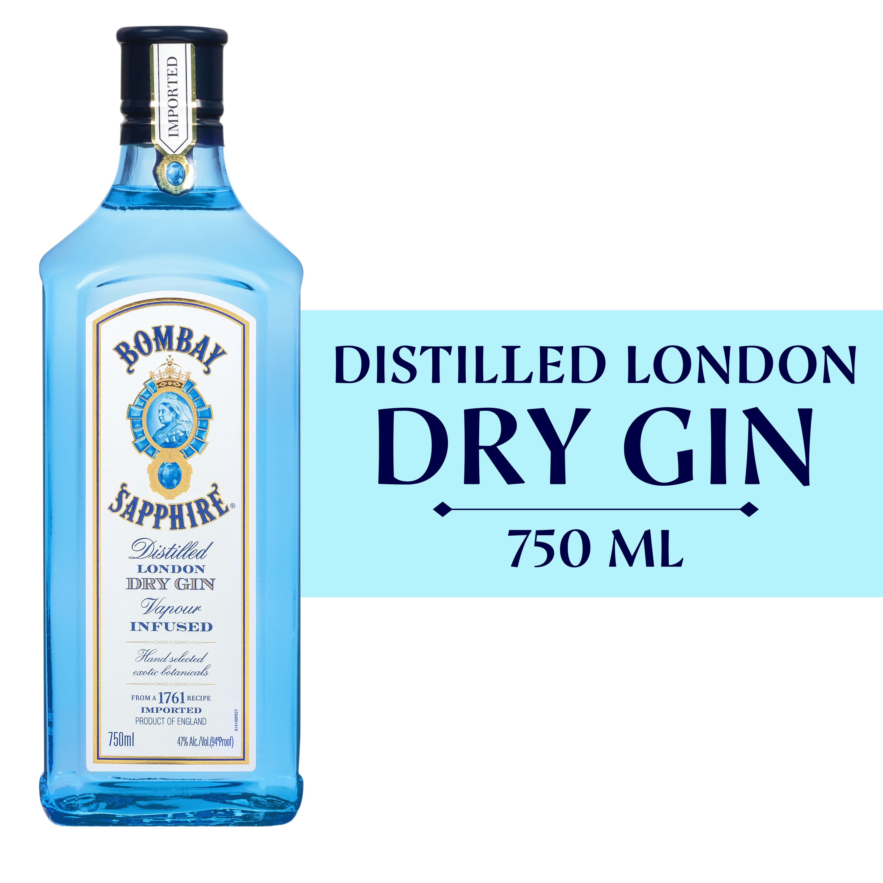 Bombay Sapphire Gin 750 Ml Blue Bottle ABV 47 Walmart