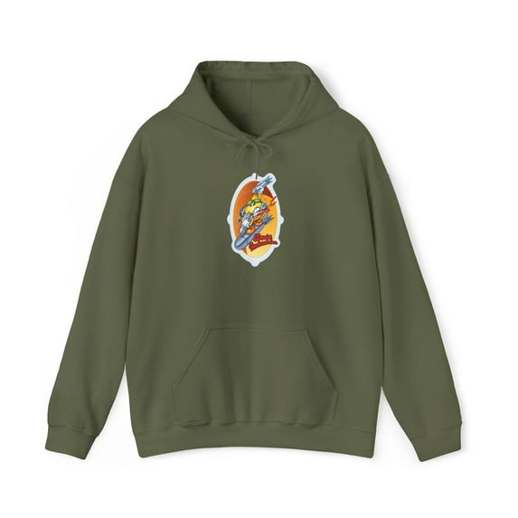Bomber Flame Boy World Industries 2000s Skateboard Vintage Classic Hoodie Print - L / Military Green
