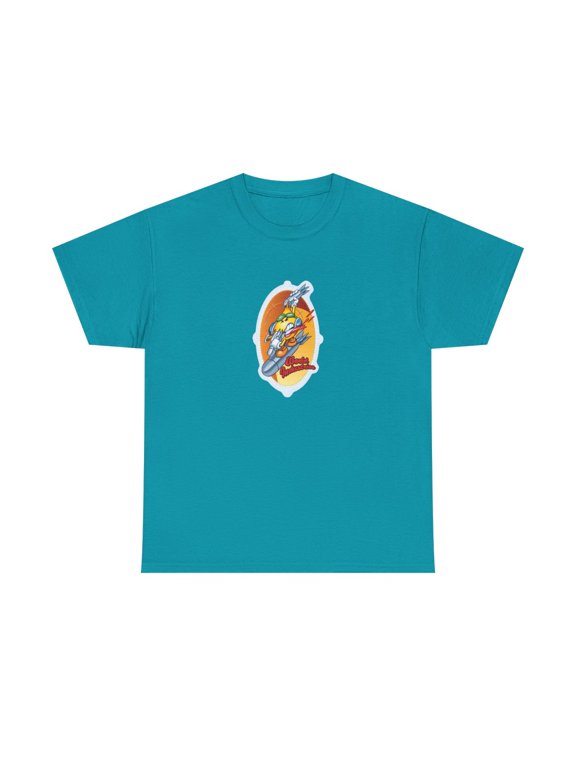 Bomber Flame Boy World Industries 2000s Skateboard Vintage Classic TShirt Print - Tropical Blue / M