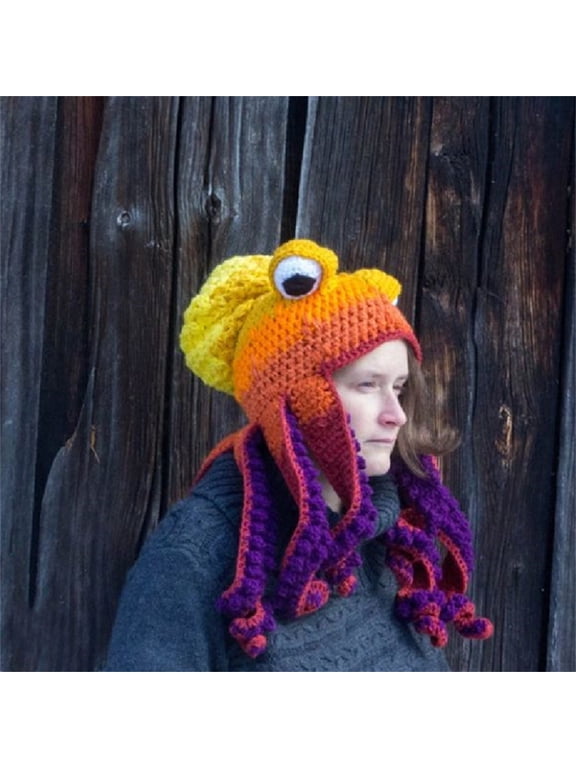 Bomber Hats AURORADY Adult Halloween Party Tricky Funny Head Cover Crochet Yarn Hat Crochet Hat the Perfect Addition To Your Everyday Winter Wardrobe, Knit Slouchy Beanie A