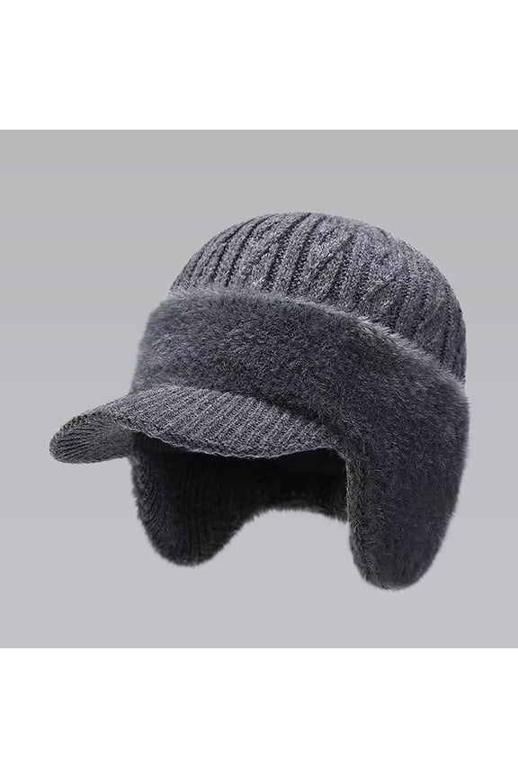 Bomber Hats Blocking Knitted Hats with Ear and Wool Brim Lined Warm Stylish Baseball Beanie for Men Women's Bucket Hats