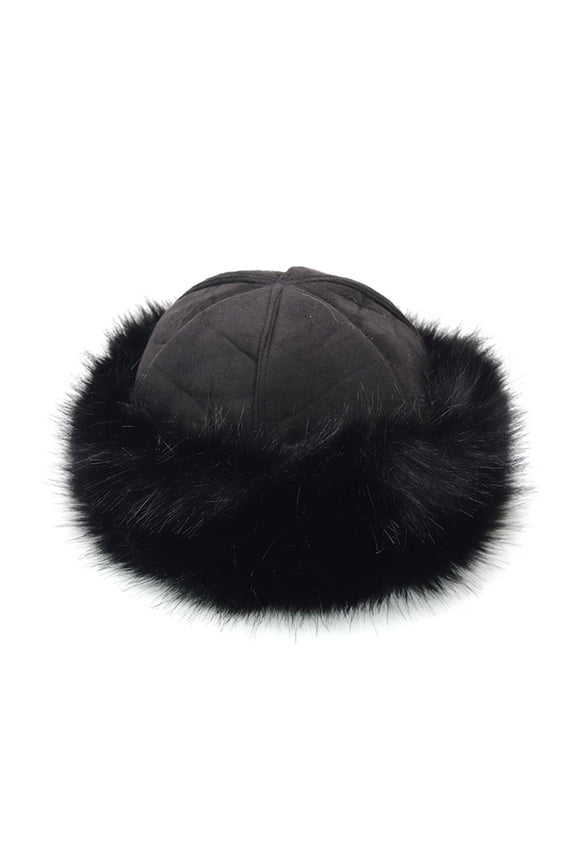 Bomber Hats CQXIDFH Ethnic Mongolian Style Mink Hat, Thick Fleece Lined Unisex Cap, Cold Weather Warm Headwear, Bucket Hats (Black, One Size)