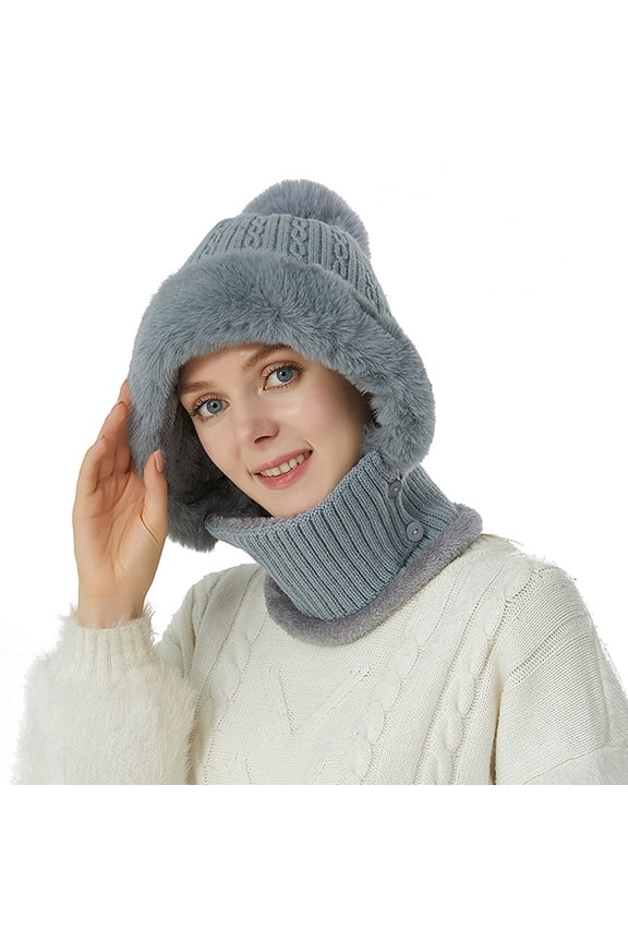 Bomber Hats Hat Neck Kit Fashion Simple And Versatile Knit Hat Warm Ear Protection Hats For Women