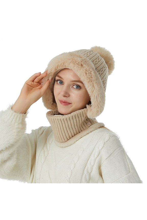 Bomber Hats Womens Hat Neck Kit Fashion Simple and Versatile Knit Hat Womens Warm Ear Womens Beach Sun Hat