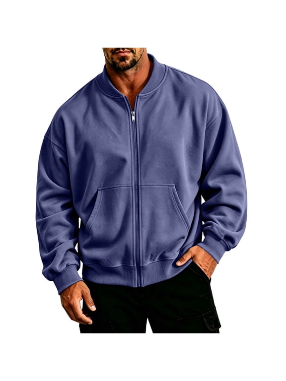 Bomber Jacket Men Casual Lightweight Zip Up Jackets Spring Fall Long Sleeve Light Flight Jacket with Pockets