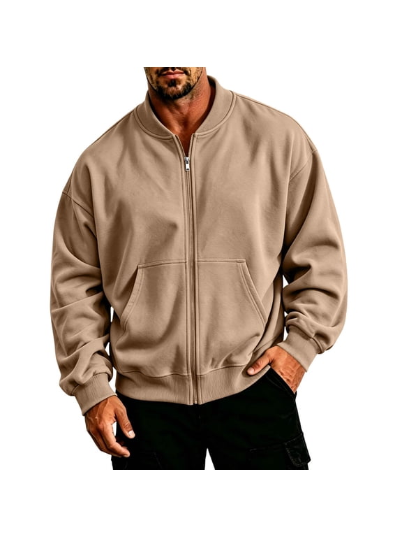 Bomber Jacket Men Casual Lightweight Zip Up Jackets Spring Fall Long Sleeve Light Flight Jacket with Pockets