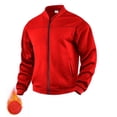 thumbnail image 1 of Bomber Jacket Men Full Zip Up Causal Windbreaker Jackets for Men Classic Baseball Collar Fall Jacket Red S, 1 of 8