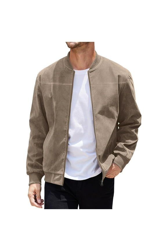 Bomber Jacket for Men Mens Sports Smart Casual Lightweight Baseball Jacket Sportswear Full Zip Windbreaker Coat Outdoor Jackets Stand Collar Outerwear with Pockets
