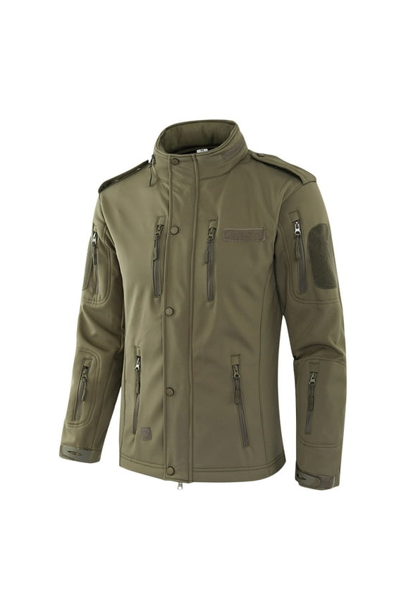 Bomber Jacket Men Qiggri Men's Zipper Multi Pockets Stand Up Collar Solid Color Jacket Stormtrooper Jacket