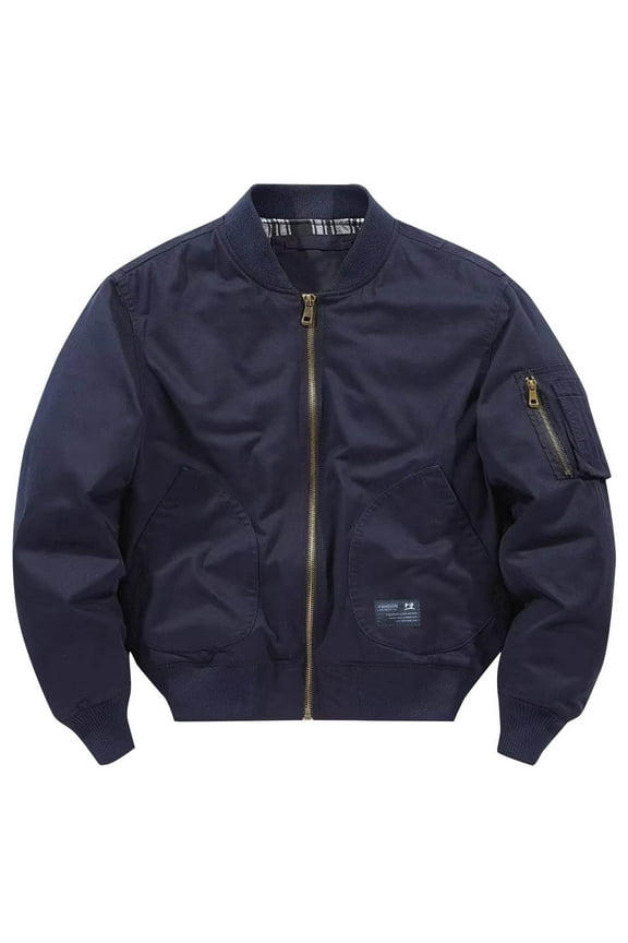 Bomber Jacket Men Vintage Military Flight Zip Up Windbreaker Lightweight Warm Coat with Pockets Fall Winter Loose Fit Varsity Style